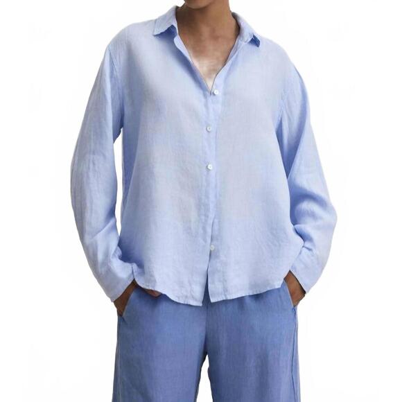 NEW VELVET BY GRAHAM & SPENCER sisi linen shirt in chill